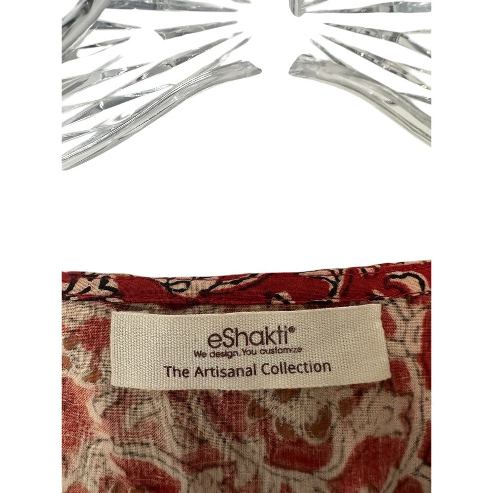 eShakti The Artisanal Collection Boho Bohemian Ruffle Collar Long Sleeve Blouse - Picture 2 of 15